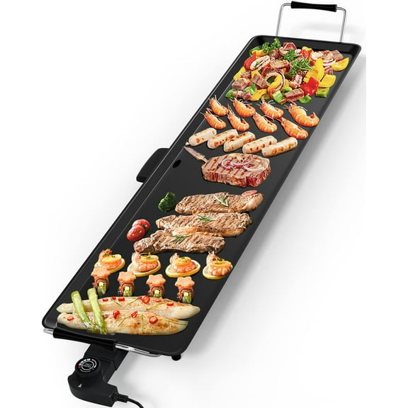35" Large Electric griddle, Arlime Indoor Outdoor Teppanyaki Table Top Grill Griddle, Portable BBQ Grill Electric, with Adjustable Temperature for Party/Home/Camping Cooking Black