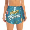 thumbnail image 2 of Balery Happy Easter Pantalones cortos deportivos para mujer con forro y dos bolsillos, elásticos, para entrenamiento, gimnasio, yoga-Large, 2 of 7