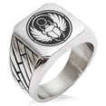 thumbnail image 1 of Stainless Steel Scarab Beetle Sun Ring Geometric Pattern Biker Style Polished Ring, 1 of 1