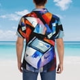 thumbnail image 4 of Sikiie Abstract Cubist Printer Print Men's Hawaiian Shirt, Summer Beach Button Pocket Short Sleeve T-Shirt,XX-Large, 4 of 7