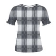 thumbnail image 4 of Dgankt Women's Clothing Women's Multi-Color Classic Plaid Scoop Neck Tops - Ruffled Puff Short Sleeve Loose Fit Casual Blouses for Daily Wear, Office Commutes, Fall Outdoor Walks S-2XL, 4 of 6