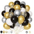thumbnail image 1 of Set de globos Ouddy Party negro y dorado, 72 piezas, 1 of 7