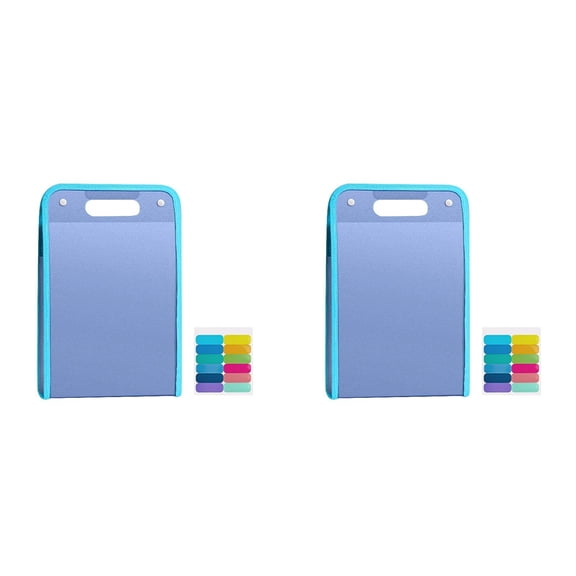 Denhf 2Pcs Expanding File Folder, 13 Pockets Accordion File Organizer with Handle and Lables, Portable A4 Vertical File Folders for Home Office Classroom Supplies, Letter Size, 14.2" x 9.5", Blue