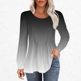 thumbnail image 1 of RXIRUCGD Hauts Décontractés Mode Femme Col Rond Plissé Manches Longues, Gris, Taille : L, 1 of 5