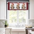thumbnail image 3 of Christmas Cat Kitchen Curtains and Valances Set, with Christmas Hat Red Black Plaid Rod Pocket Window Valance 18 Inch Window Curtain Panels for Living Room Bedroom Laundry, 27.5x24in, 3 Pieces, 3 of 7