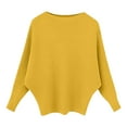 thumbnail image 4 of Arlun Women's Long Sleeve Sweaters Boat Neck Batwing Sleeves Ribbing Knitted Pullovers Tops Solid Color Loose Fit Soft Comfortable Casual Sweaters for Women Yellow XL, 4 of 4