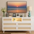 thumbnail image 1 of 47-In Rattan Dresser with 6 Drawers Charging Station and LED Lights Open Shelves for Bedroom Living Room Entryway, 1 of 7