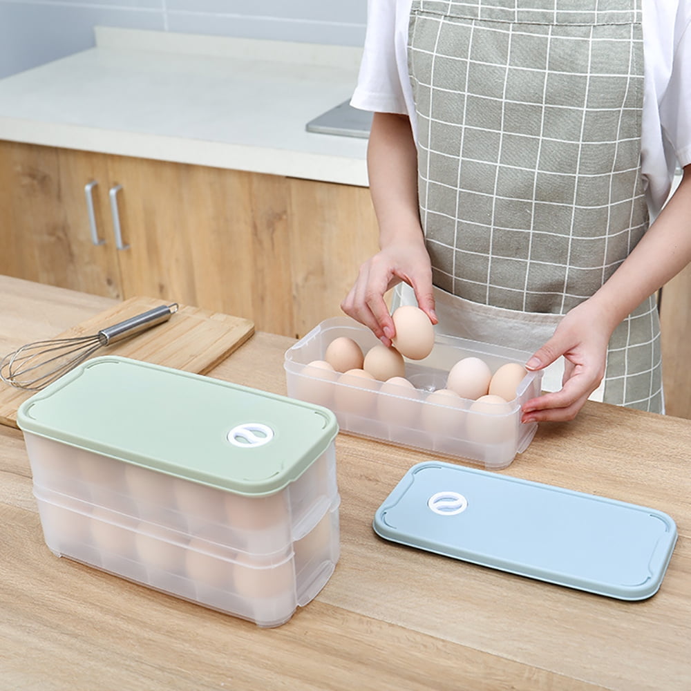 Homespace Double Layer Drawer Type Egg Storage Box 24 Grid Refrigerator Egg Crisper Home Kitchen Egg Tray Transparent White