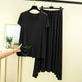 thumbnail image 2 of Uaswgudfs Womens Sleeveless Pajamas Set Cotton pajamas Pj Sets V-Neck Short Sleeve Hem split Top and Maxi skirt Sleepwear Summer 2 Piece Loose Loungewear, 2 of 5
