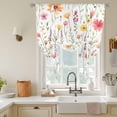 thumbnail image 3 of Watercolor Poppy Tie Up Curtain 45 Inches Long, Flower Eucalyptus Leaf Balloon Style Kitchen Window Curtain Over Sink, Small Window Rod Pocket Curtain 42"x45", 3 of 9