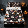 thumbnail image 2 of Homewish Halloween Cute Ghost Pumpkin Zipper Twin Comforter Sets with Fitted Sheet and 2 Pillowcases, Bat Skull Candy Zipper Bedding Set, Black Orange White, Pumpkin Bat Reversible, 2 of 7
