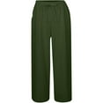 thumbnail image 4 of FAIWAD Women's Wide Leg High Waist Elastic Drawstring Pants with Pockets Casual Straight Leg Trousers (Small, Army Green), 4 of 6