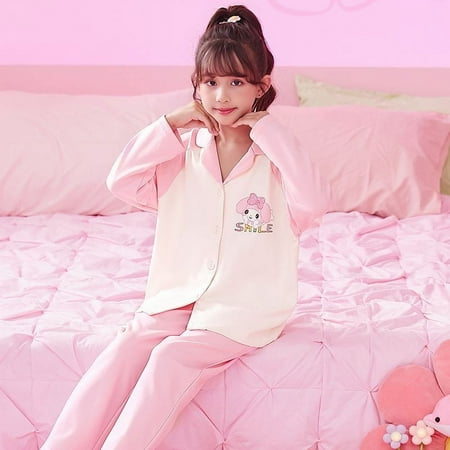 

Sanrio Hello Kitty Kuromi Cinnamoroll Girls Anime Pure Cotton Pajamas Loose Casual Loungewear Spring Autumn Children s Clothing