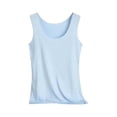 thumbnail image 2 of Womens Modal Built-in Bra Padded Camisole Yoga Tanks Tops with Built-In Support and Wide U-Neck Featuring Seamless Design Sky Blue XL, 2 of 7