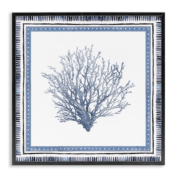 Stupell Industries Nautical Branch of Coral Animals Painting Black Framed Art Print Wall Art, 12 x 12