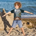 thumbnail image 3 of FORMRS Boys Rash Guard Short Sleeves Swim Shirt Quick Dry UPF 50+ Sun Protection, Sizes 3-12T, Wooden Boat, 3 of 6