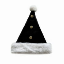 Plush Jingle Bell Christmas Hat - Festive Family Party Decoration, Soft Comfortable Hat for Adults, Cute Holiday Headwear for Christmas Celebrations, 12.6*17.72in, Black