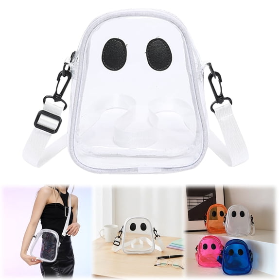 Clearance Under $5! 1 Pack PVC Transparent Ghost Crossbody Purse with Adjustable Strap