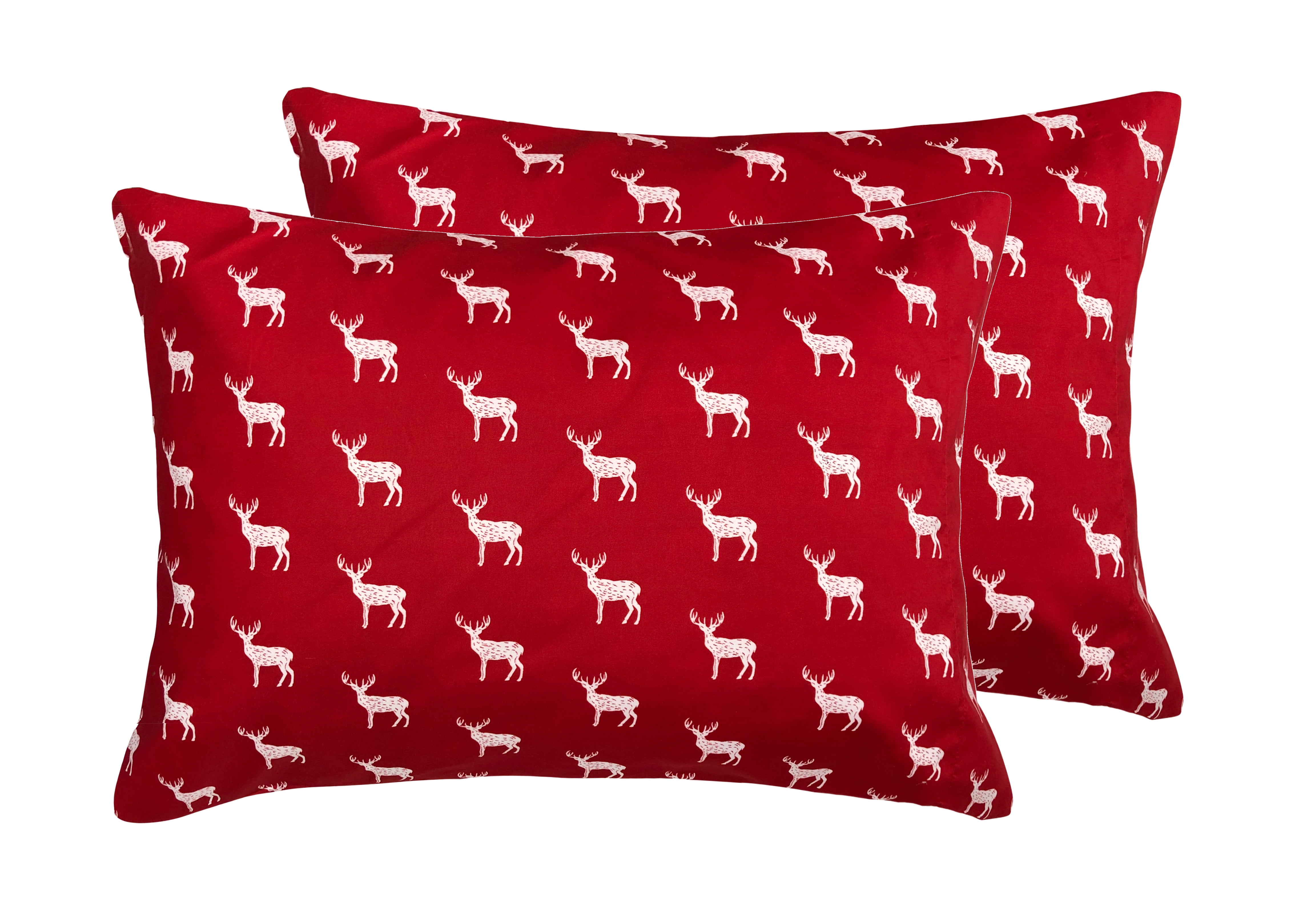 Contempo Deer Pillowcase Pair Standard Red
