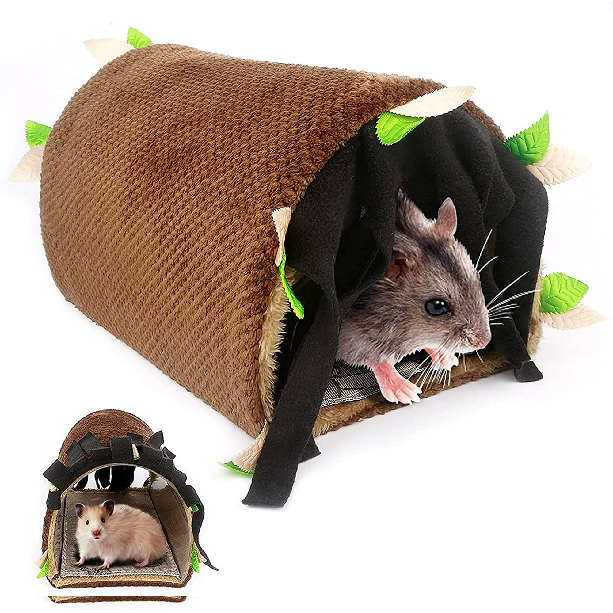 Small Pet Animal Tunnel House with Curtain Guinea Pig Hideout Hideaway with  Mat(2 Sides) for Hedgehogs,Hamster,Rat Small Animal Large Warm Playing  Sleeping Nest Habitat for Different Seasons (Brown) | Walmart Canada
