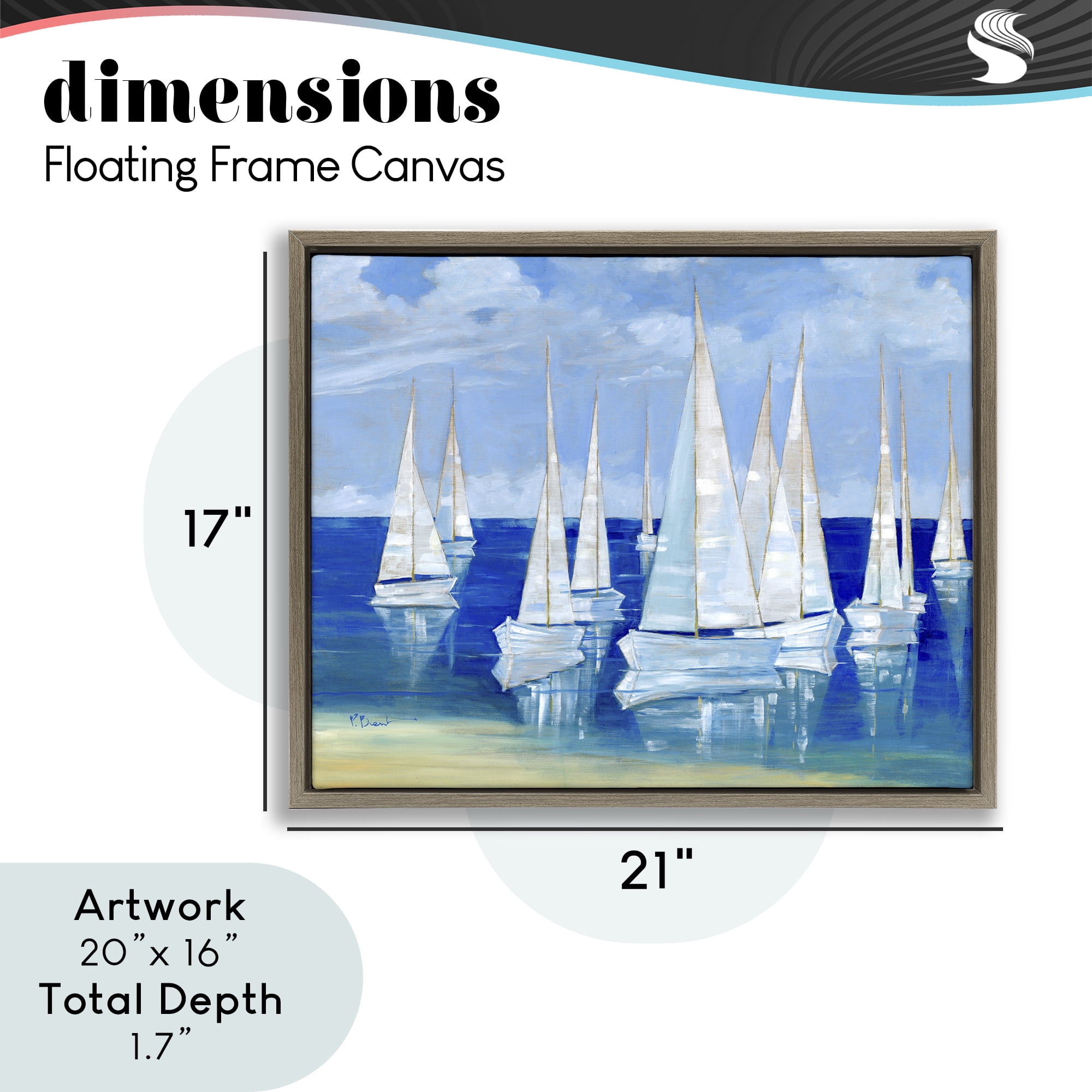 Stupell Industries Blanco Beach Sailboats Brown Framed Floater Canvas Wall Art, design by Paul Brent