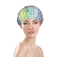 thumbnail image 3 of Kdxio Spring Flower Seasonal Print Shower Cap for Women,Elastic and Reusable,Double Waterproof Layers Bathing Hat, 3 of 9