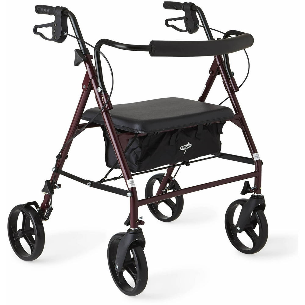Medline Extra Wide Heavy Duty Bariatric Rollator, Folding Rolling