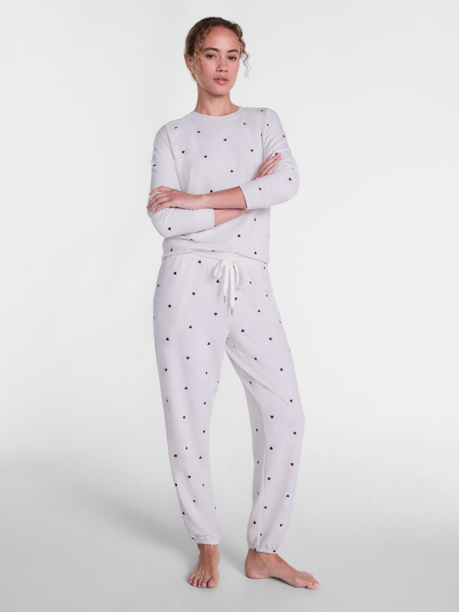 Joyspun Women's Fleece Sleep Pull On Jogger with Embroidery, Sizes XS to 3X