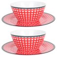 thumbnail image 2 of Dinnerware Set, Tableware Set, Red Grid Salad Bowl Kit Beautiful And Practical Easy To Clean For Outdoor,Car,Home,Coffee Shop Restaurant,Hotel,Tea House, 2 of 8