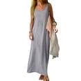 thumbnail image 5 of Women's Sleeveless Maxi Slip Dress, Modal Nightgown Dress for Women, Relaxed Fit Long Sleep Dress, Loungewear and Beach Cover Up-Gray, 5 of 10