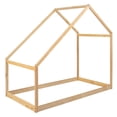 thumbnail image 4 of Gewnee Wood House Bed,Twin Size Montessori Wood Bed Frame with Roof for Kids Toddlers,Natural, 4 of 8