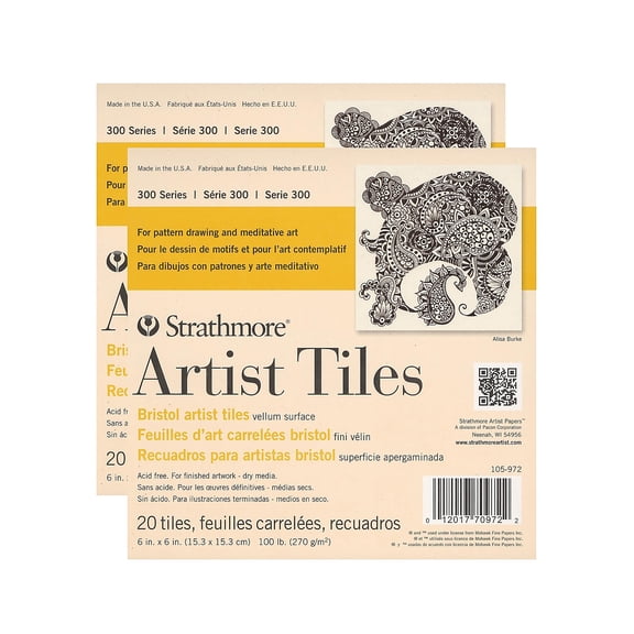 Artist Tiles bristol vellum, pad of 20, 6 in. x 6 in. (pack of 2)