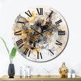 thumbnail image 1 of Designart "Marble Symphony in Yellow and Grey I" Abstract Oversized Wall Clock, 1 of 6