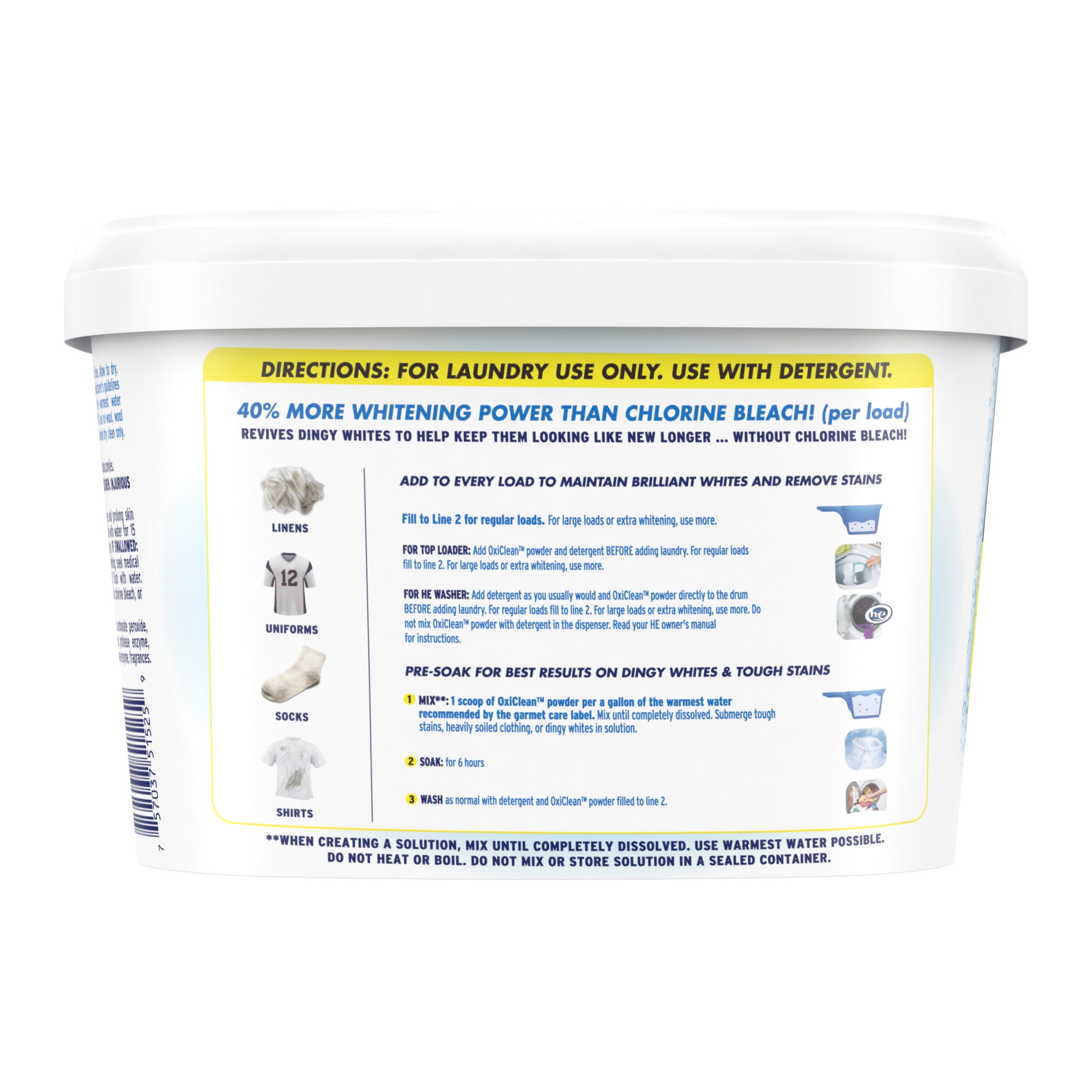 (4 pack) OxiClean White Revive Laundry Whitener and Laundry Stain Remover Powder, 3 lb