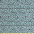 thumbnail image 1 of Ethnic Fabric by the Yard Upholstery, Overlap Look Romanian Folkloric Rounded Square Shaped Motif, Decorative Fabric for DIY and Home Accents, Dark Seafoam Night Blue by Ambesonne, 1 of 4