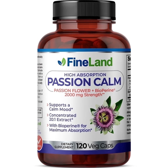 Fineland Vitamins Passion Calm Passion Flower Supports a Calm Mood 120 Capsules