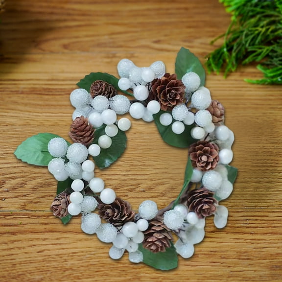 Uuiauoio Christmas Decor Mini Wreath Decorative Taper Candle Rings Candlestick Stand, Easter Fireplace Decorations，Holiday Decor for Dinner Wedding, Party Home Ornaments