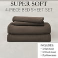 thumbnail image 6 of Jessy Home Bed Sheets Set 4 Piece Queen/Full Sheet Set Brown Gray Cotton Blend Fitted Sheet, Flat Sheet & 2 Pillowcases Bedding Set, 6 of 10
