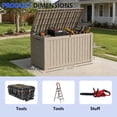 thumbnail image 2 of PATIOEASY 180 Gallon Deck Box, Lockable, UV-Resistant, Resin Outdoor Storage Box Waterproof, Patio Toys Storage Box for Bicycles, Skis, Tables-Coffee, 2 of 8