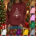 thumbnail image 6 of Merry Christmas Tree Sweatshirts for Women Graphic Crewneck Oversized Sweater Cotton Tops Printed Long Sleeve (X-Large, Wine), 6 of 6