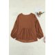 thumbnail image 1 of ABPHQTO Blusa de talla grande con lunares suizos y manga farol con cuello en V naranja para mujer, 1 of 5
