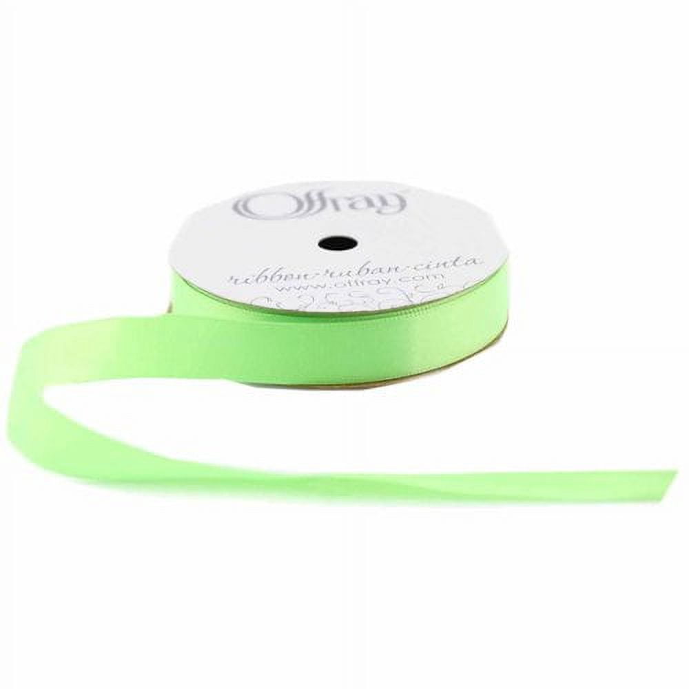 Offray Ribbon, Neon Green 5/8 inch Single Face Satin Polyester Ribbon, 18 feet