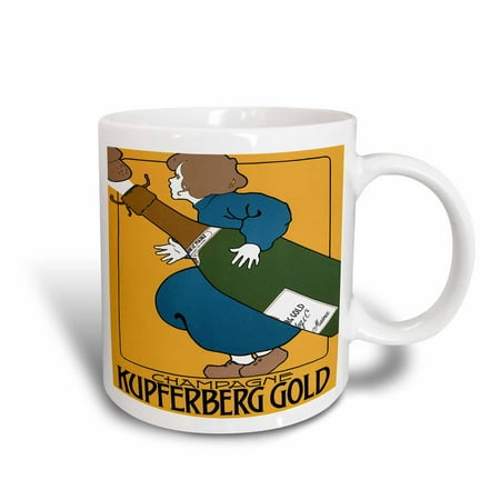 3dRose Vintage Art Nouveau Champagne Kupferberg Gold Poster, Ceramic Mug,