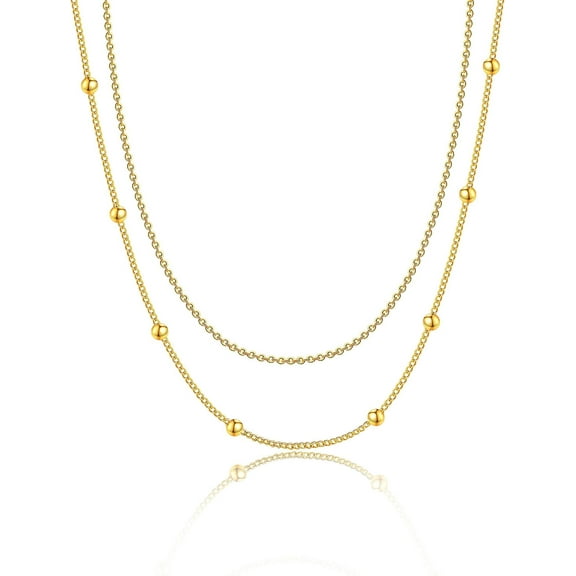 Gold Layered Necklaces For Women, 14K Gold Plated/Silver Dainty Link Chain Paperclip Twist Rope Disc Lightning Satellite Pendant Necklace Adjustable Choker Necklace Jewelry Gifts For Women[Z3438]