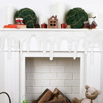 Konghyp Fireplace Decoration Snow Blanket, Artificial Snow Icicle, Christmas Home Decor, Winter Holiday Essential, Soft Polyester Fireplace Cover, Cozy Holiday Accents