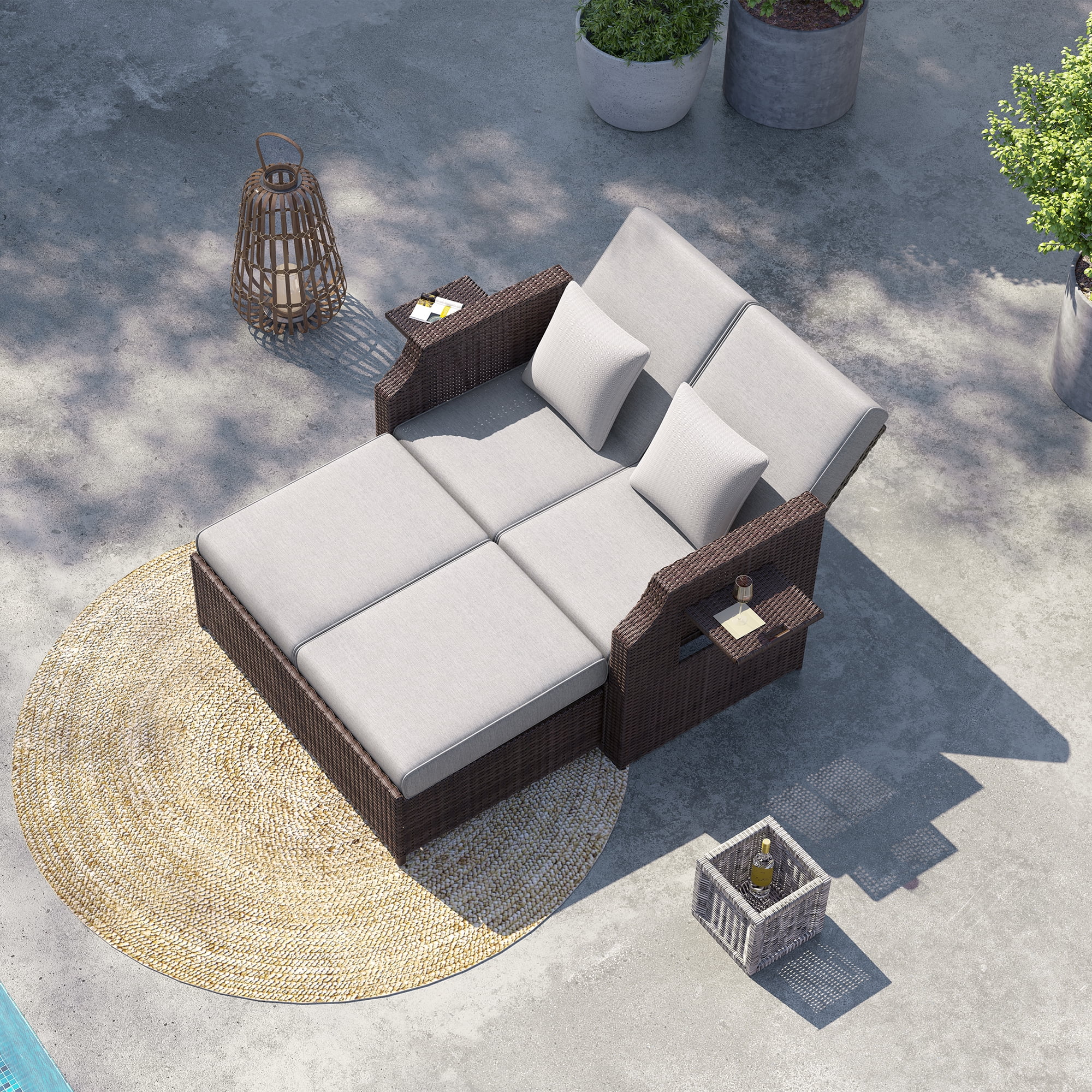 Ove Decors Sunnybrook Outdoor Patio Daybed with Fully Reclining