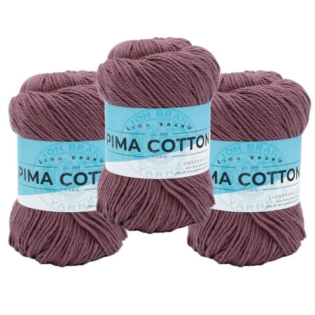 UPC: 0842093125525 | Lion Brand Yarn Pima Cotton Rose Taupe Basic Medium Cotton Purple Yarn 3 Pack