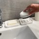 thumbnail image 2 of - Jabonera, jabonera de baño con drenaje, jabonera de ducha de doble capa (blanca), 2 of 5