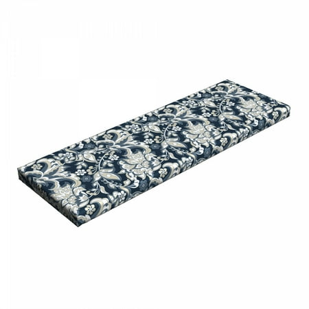 

Asian Bench Pad Floral Illustration Oriental Eastern Style with Traditional Influences HR Foam Cushion with Decorative Fabric Cover 45 x 15 x 2 Dark Blue Grey and Beige by Ambesonne