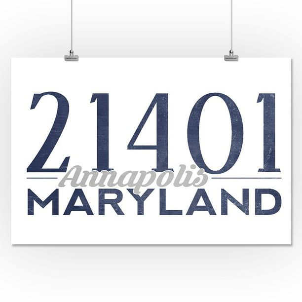 Annapolis, Maryland 21401 Zip Code (Blue) Lantern Press Artwork
